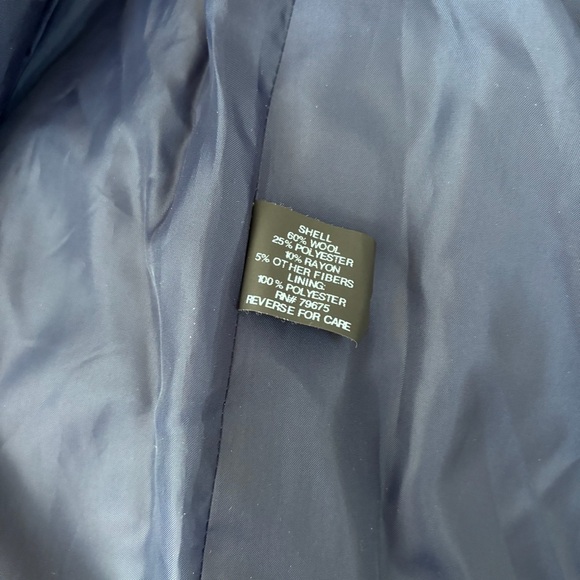 MICHAEL Michael Kors Blue Wool Blend Zip Up Collared Hooded Coat Size Medium - Picture 13 of 15